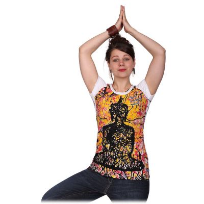 T-shirt da donna con maniche corte Mirror Buddha White Thailand