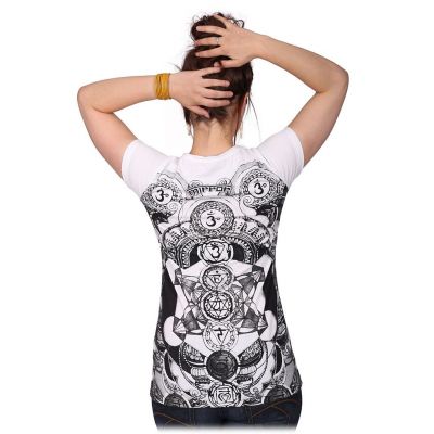 T-shirt da donna con maniche corte Mirror Chakras White Thailand