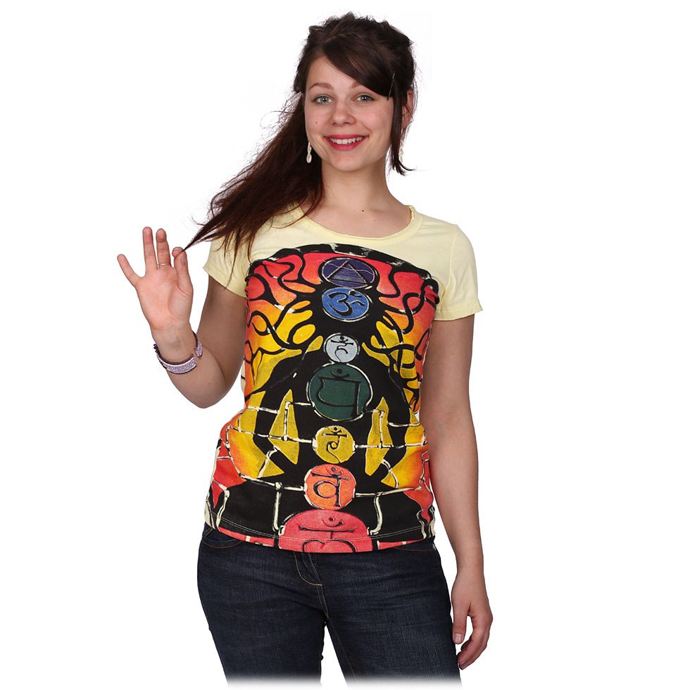 T-shirt da donna con maniche corte Mirror Meditation Yellow Thailand