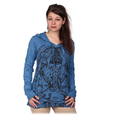 T-shirt con cappuccio da donna Sure Angry Ganesh Blue | S, M