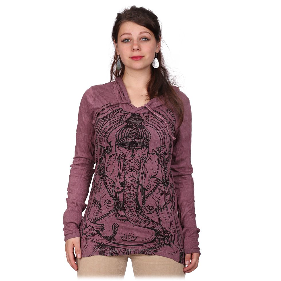 T-shirt con cappuccio da donna Sure Angry Ganesh Purple Thailand