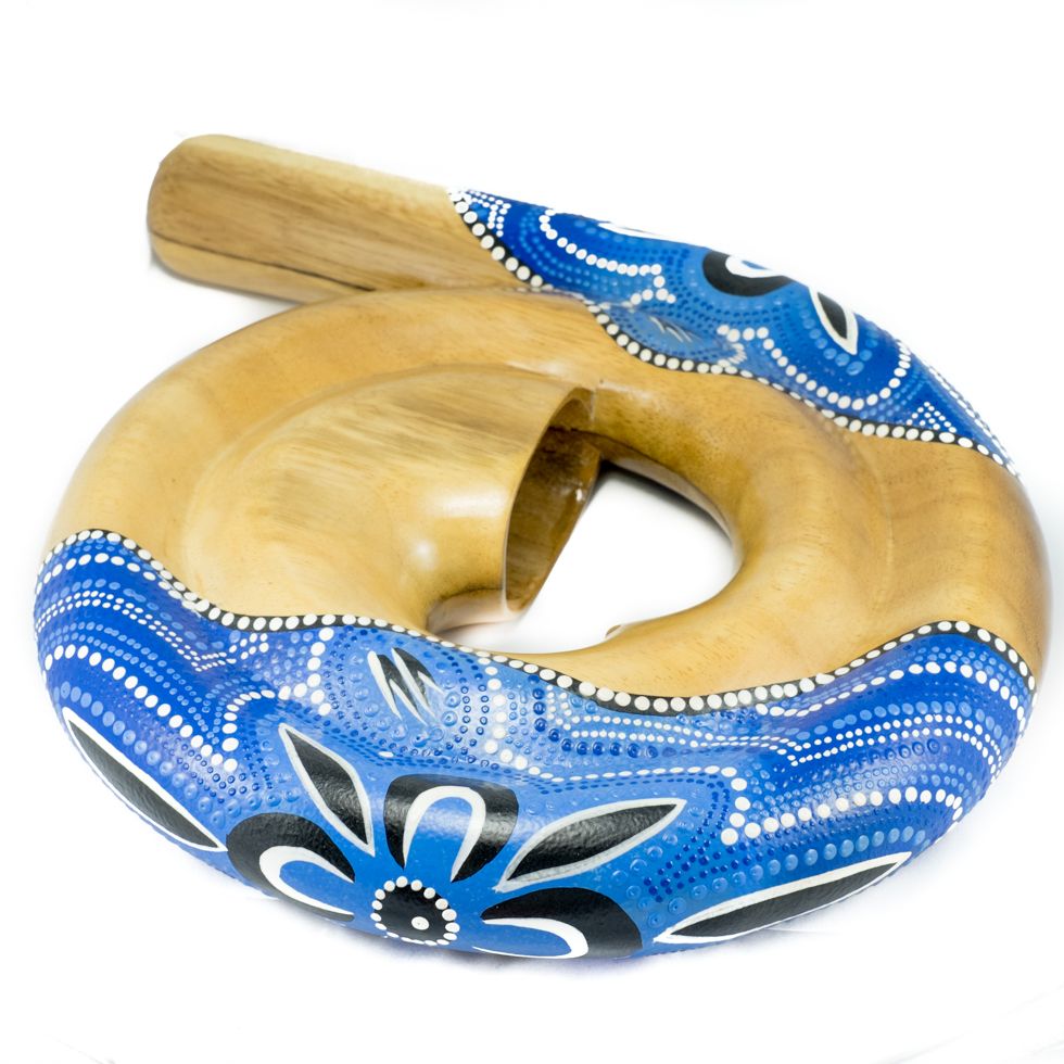 Didgeridoo da viaggio a forma di spirale di colore blu