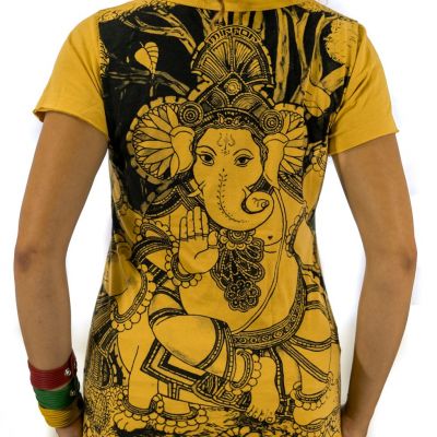 T-shirt da donna con maniche corte Mirror Ganapati Yellow Thailand