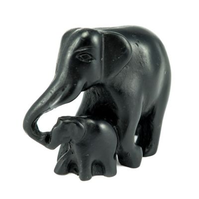 Statuetta in resina Elefante madre con il suo bambino