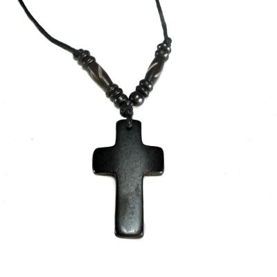 Croce pendente in osso - nera