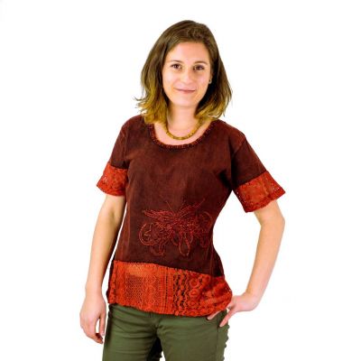 T-shirt da donna etno con maniche corte Sudha Mawar | S - ULTIMO PEZZO!, M, L, XL, XXL