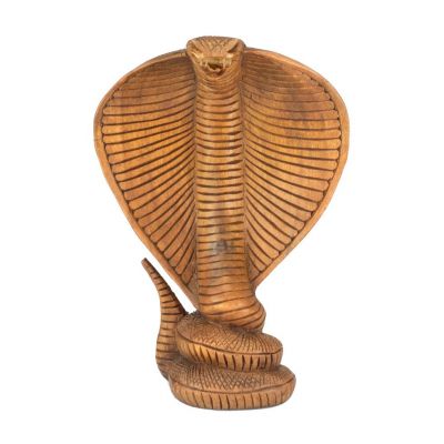 Scultura in legno intagliato Cobra | Altezza 30 cm, Altezza 40 cm