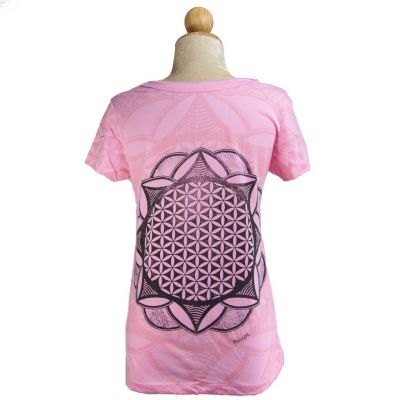 T-shirt da donna con maniche corte Mirror Flower of Life Rosa Thailand