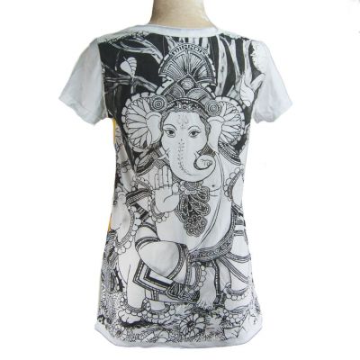 T-shirt da donna con maniche corte Mirror Ganapati White Thailand