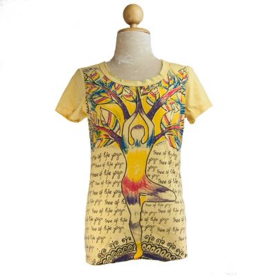 T-shirt da donna con maniche corte Mirror Tree of life yoga Yellow | S, M, L, XL