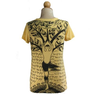 T-shirt da donna con maniche corte Mirror Tree of life yoga Yellow Thailand