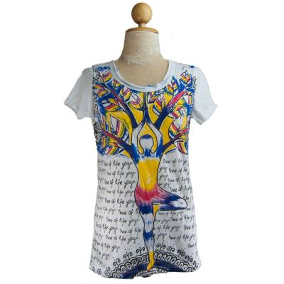 T-shirt da donna con maniche corte Mirror Tree of life yoga White | M