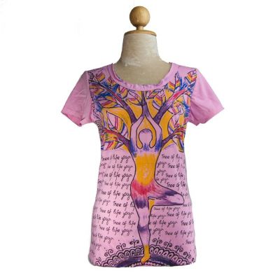 T-shirt da donna con maniche corte Mirror Tree of life yoga Pink | S