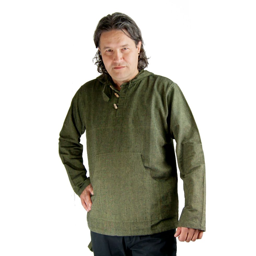 Kurta Ganet Khaki - camicia da uomo con maniche lunghe Nepal