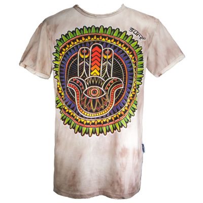 Maglietta etnica batik da uomo Sure Hand of Fatima Brown | L - ULTIMIO PEZZO, XL, XXL
