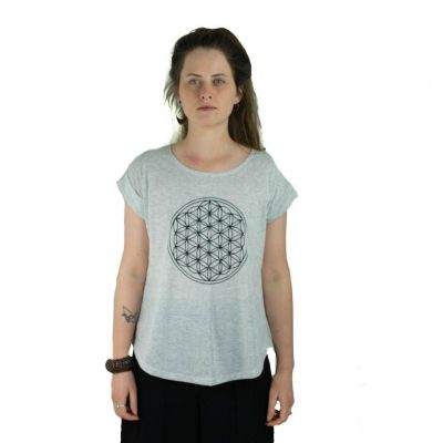 T-shirt da donna con maniche corte Darika Flower of Life Greyish | L/XL