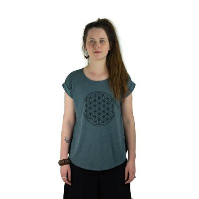 T-shirt da donna con maniche corte Darika Flower of Life Verde scuro | L/XL