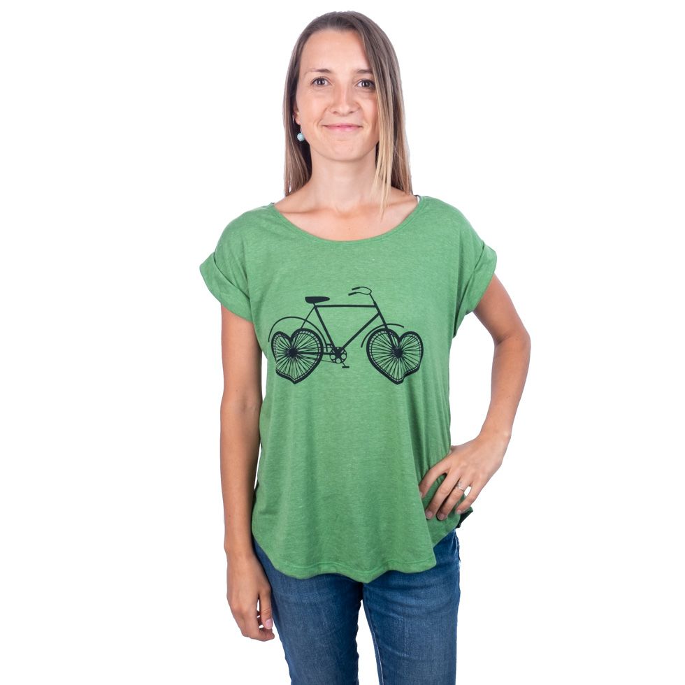 T-shirt da donna con maniche corte Darika Love Bike Green Thailand