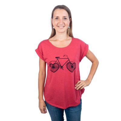 T-shirt da donna con maniche corte Darika Love Bike Red | S/M