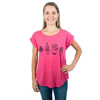 T-shirt da donna con maniche corte Darika Cacti Pink | S/M, L/XL