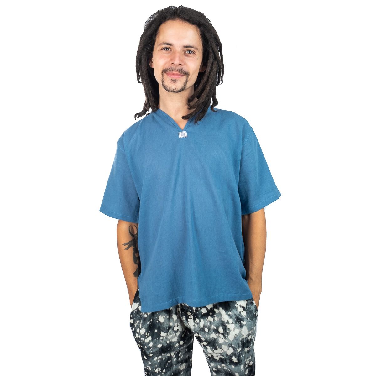 Kurta Lamon Blue - camicia da uomo con maniche corte Thailand
