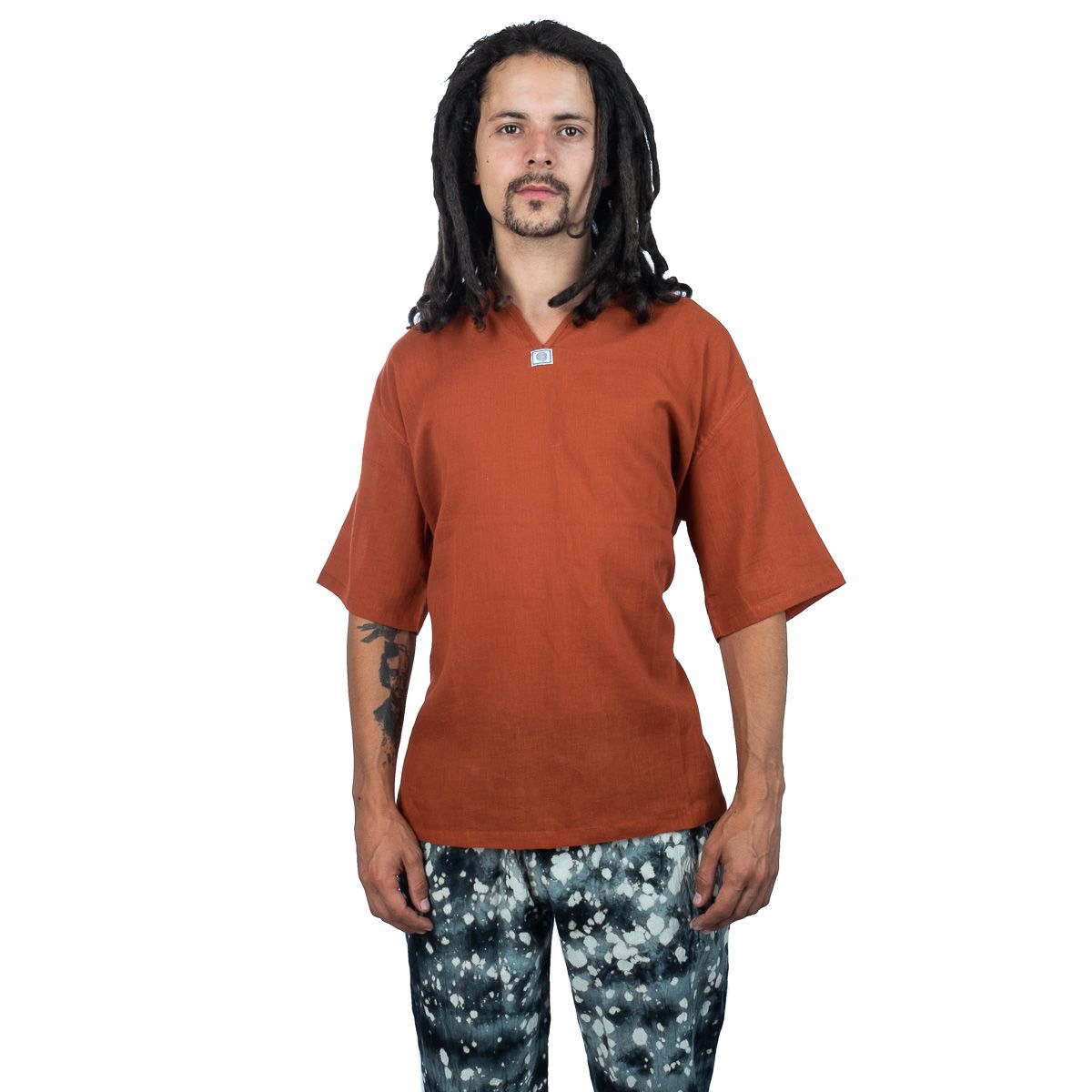 Kurta Lamon Orange- camicia da uomo a maniche corte Thailand