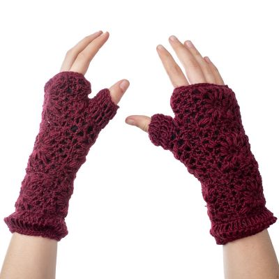 Scaldamani in lana Bardia Burgundy | guanti senza dita