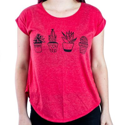 T-shirt donna manica corta Darika Cacti Red Thailand