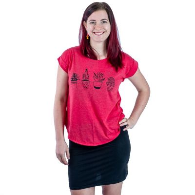 T-shirt donna manica corta Darika Cacti Red | S/M