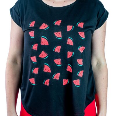 T-shirt donna manica corta Darika Watermelons Black Thailand