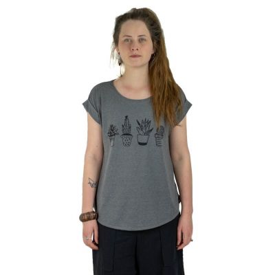 T-shirt donna manica corta Darika Cacti Dark Grey Thailand