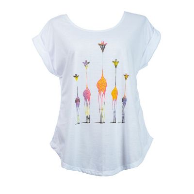 Maglietta da donna con maniche corte Darika Giraffe Family Multicolor | S/M, L/XL