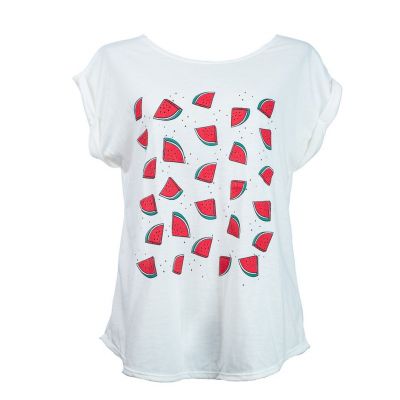 T-shirt donna manica corta Darika Watermelons White | UNISIZE
