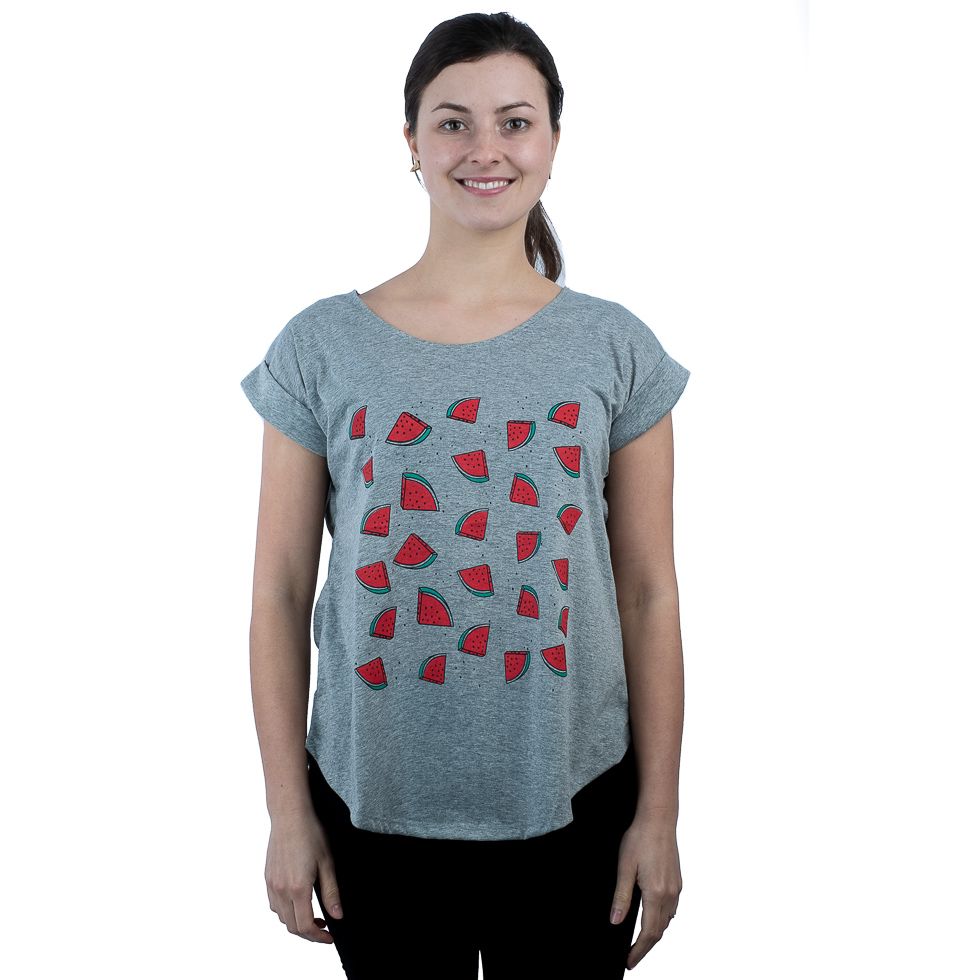T-shirt donna manica corta Darika Watermelons Grey Thailand