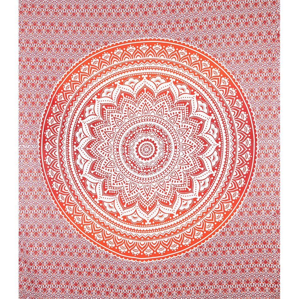 Copriletto in cotone Mandala - rosso India