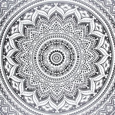 Copriletto in cotone Mandala - grigio India