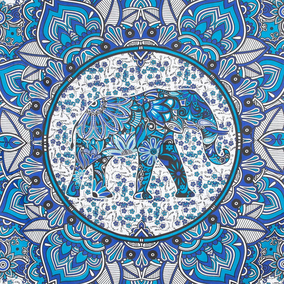 Copriletto in cotone Elefante Mandala - blu India