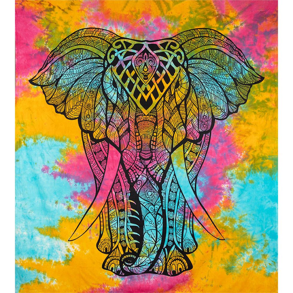 Copriletto in cotone Big Elephant - multicolore India