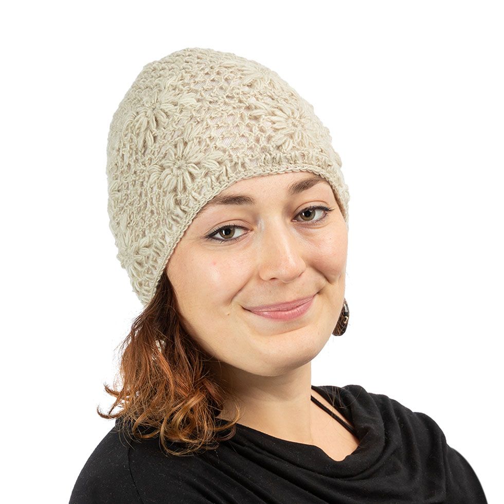 Cappello di lana all'uncinetto Bardia Cream Nepal