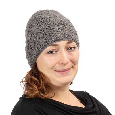 Cappello di lana all'uncinetto Bardia Light Grey | cappello, impostare cappello e guanti senza dita, set cappello, guanti senza dita e cerchietto