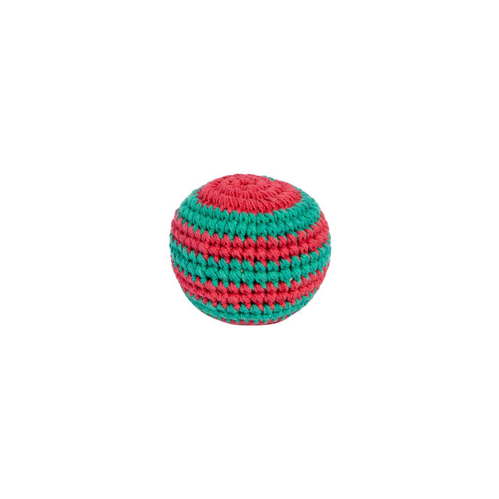 Hacky sack all'uncinetto - Verde-rosso Nepal
