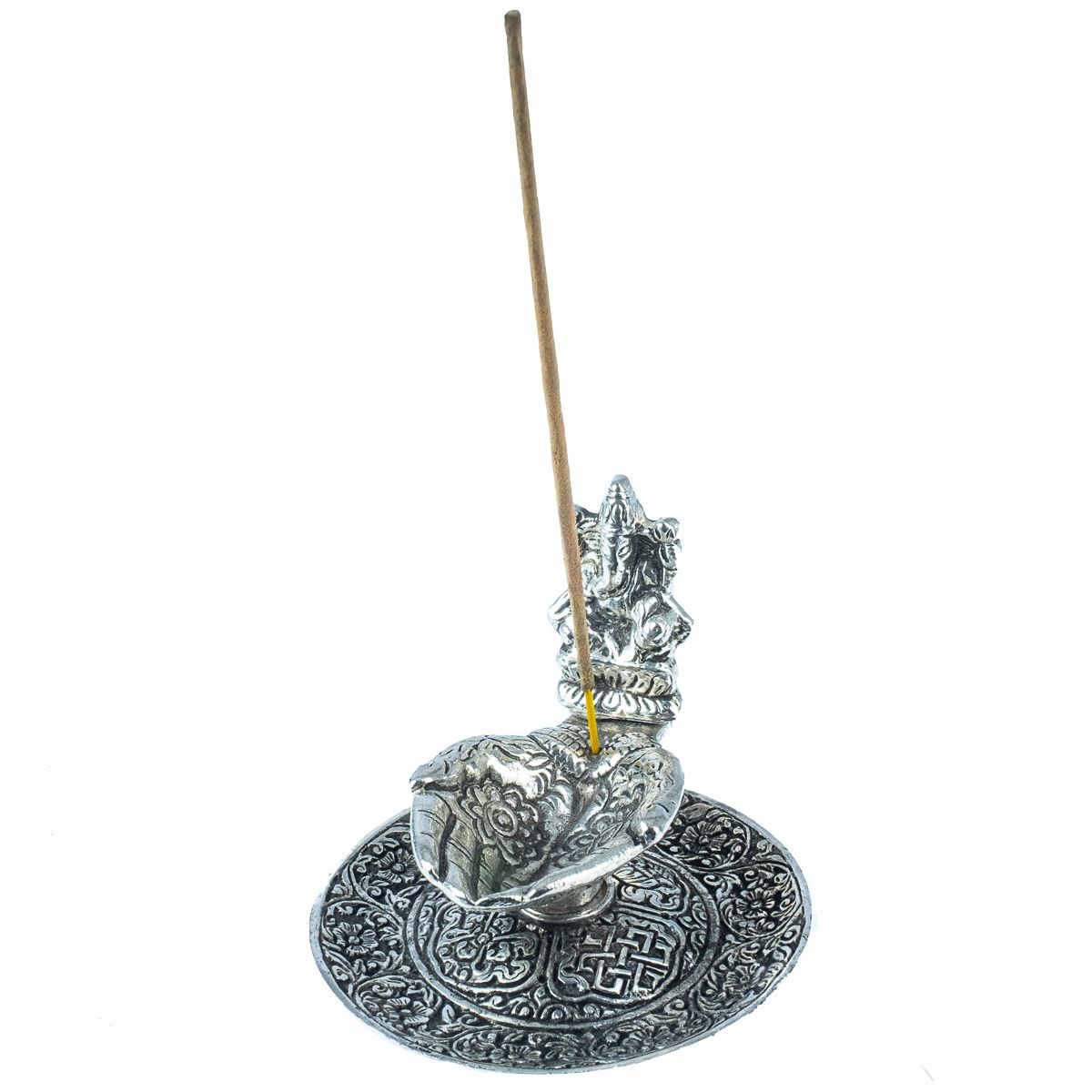 Porta incenso in metallo Palme e Ganesh India