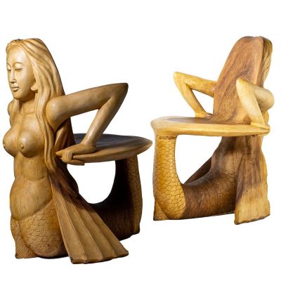 Sedia in legno intagliata a mano Mermaid Indonesia