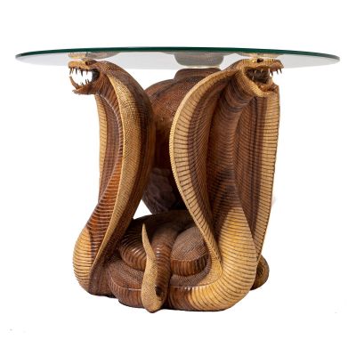 Tavolo in legno intagliato a mano Cobra