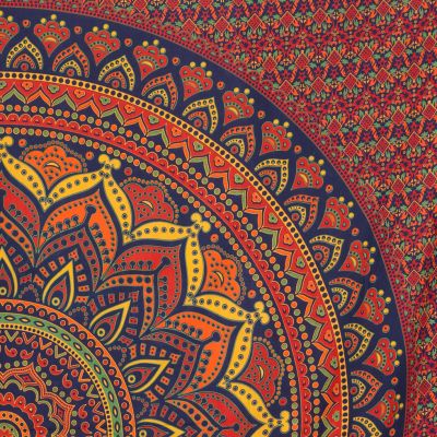 Copriletto in cotone Mandala di loto – grande India
