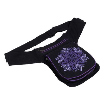 Cintura portamonete etnica in cotone con stampa Lotus Purple