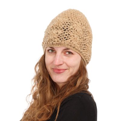Cappello di lana all'uncinetto Bardia Beige | cappello