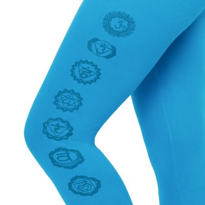 Leggings stampati in cotone Chakras Blue Nepal
