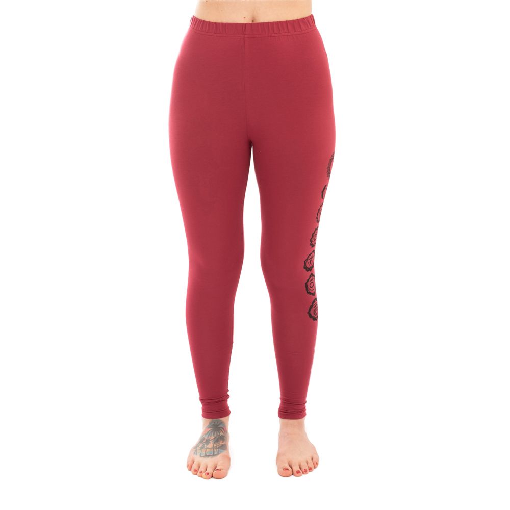Abbigliamento yoga in cotone Doppio Dorje e Chakra – rosso - - leggings S/M Nepal