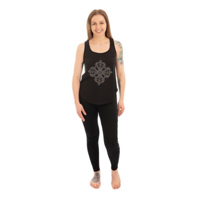 Abbigliamento yoga in cotone Doppio Dorje e Chakra - nero - - set top + leggings L/XL Nepal